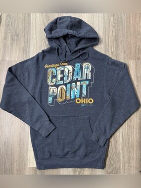 Cedar Point Amusement Park Pullover Hoodie Small GV Design Roller Coaster Ohio